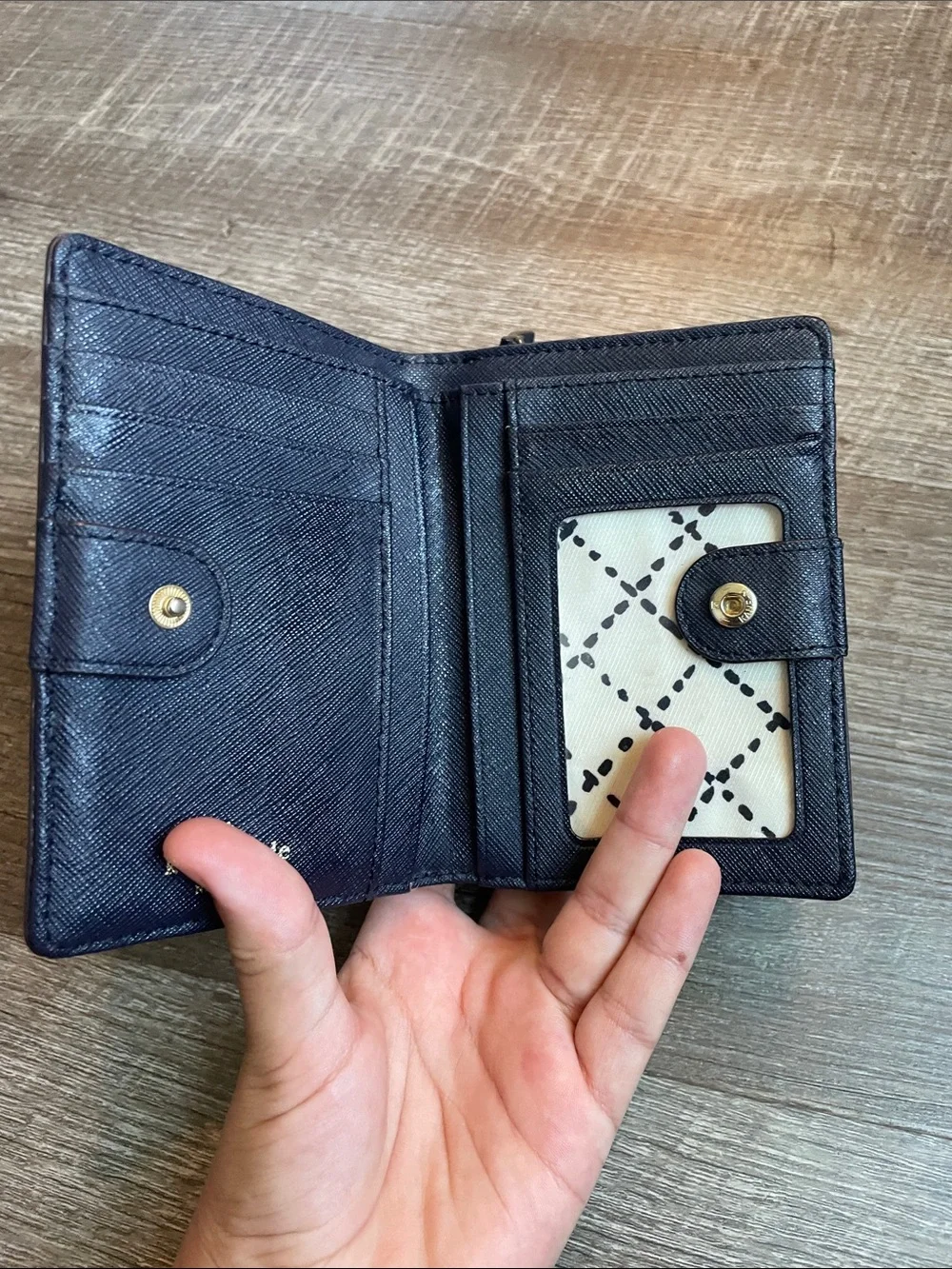 Kate Spade Women’s Dark Blue Medium Bifold Zip Wallet
